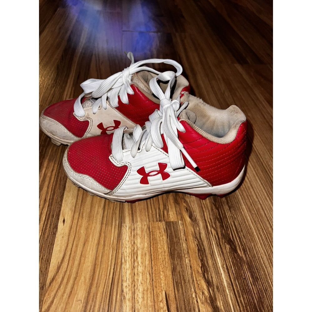 Under Armour Leadoff Low‎ RM JR Baseball Cleats YOUTH Red White Shoes Size 3Y